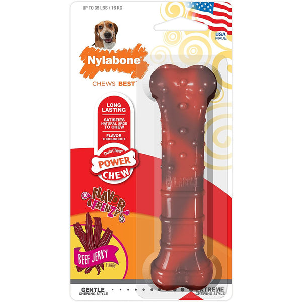 Nylabone Power Chew Flavor Frenzy Chew Beef Jerky Flavor Wolf, 1 count-Dog-Nylabone-PetPhenom