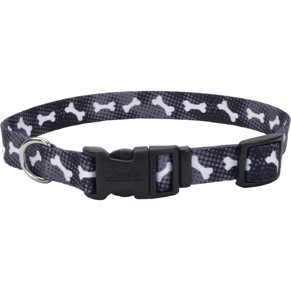 Coastal Pet Styles Adjustable Dog Collar Black Bones, 10-14"L x 5/8"W-Dog-Coastal Pet-PetPhenom