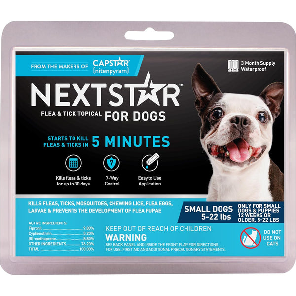 NextStar Flea and Tick Topical Treatment for Small Dogs 5-22 Pounds, 3 count-Dog-NextStar-PetPhenom