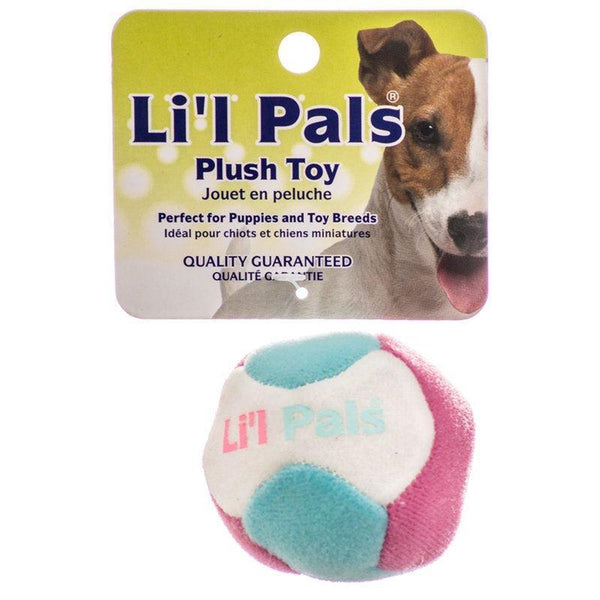 Lil Pals Multi Colored Plush Ball with Bell for Dogs, 6 count