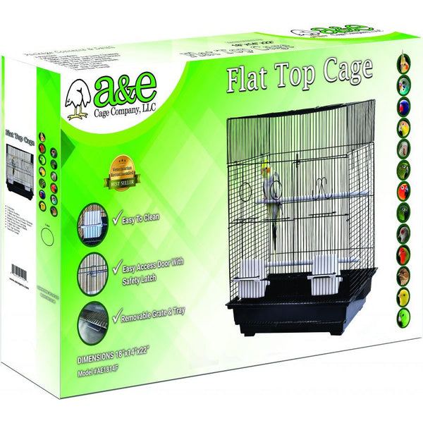 AE Cage Company Flat Top Bird Cage 18"x14"x22" Black, 1 count-Bird-AE Cage Company-PetPhenom