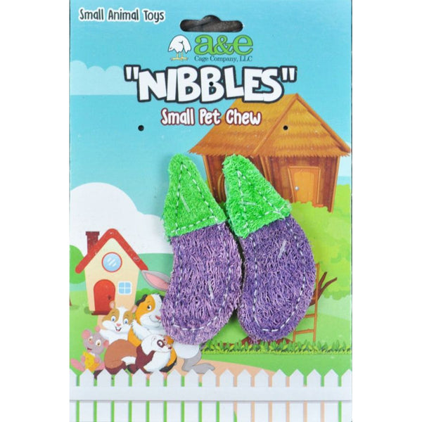 AE Cage Company Nibbles Eggplant Loofah Chew Toys, 2 count-Small Pet-AE Cage Company-PetPhenom