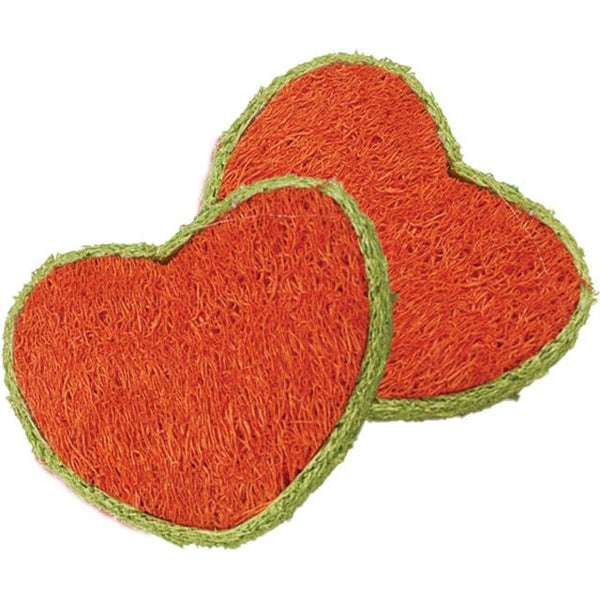 AE Cage Company Nibbles Hearts Loofah Chew Toys, 2 count-Small Pet-AE Cage Company-PetPhenom