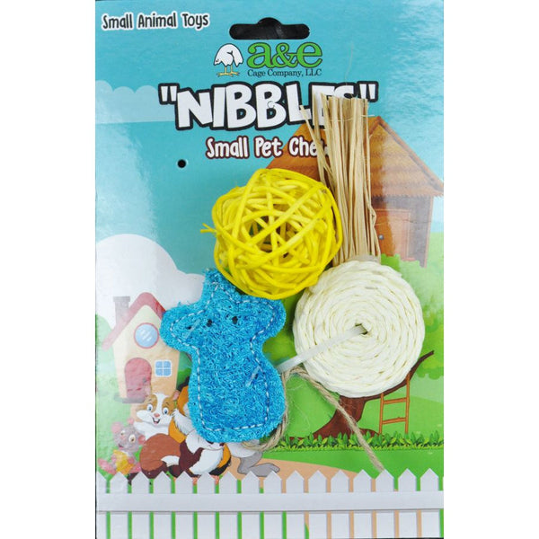 AE Cage Company Nibbles Lollipop and Assorted Loofah Chew Toys, 3 count-Small Pet-AE Cage Company-PetPhenom