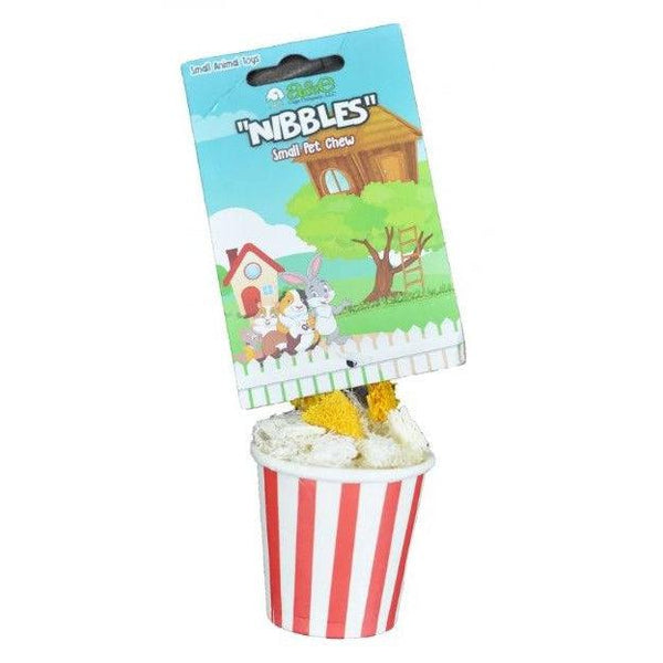 AE Cage Company Nibbles Popcorn Bucket Loofah Chew Toy, 1 count-Small Pet-AE Cage Company-PetPhenom