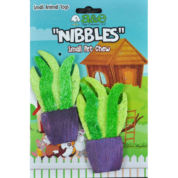 AE Cage Company Nibbles Potted Plants Loofah Chew Toy, 2 count-Small Pet-AE Cage Company-PetPhenom