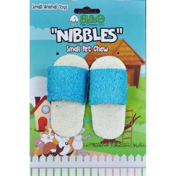 AE Cage Company Nibbles Sandals Loofah Chew Toy Assorted Colors, 2 count-Small Pet-AE Cage Company-PetPhenom