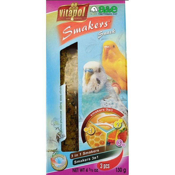 A&E Cage Company Smakers Parakeet Variety Treat Sticks, 3 count-Bird-A&E Cage Company-PetPhenom