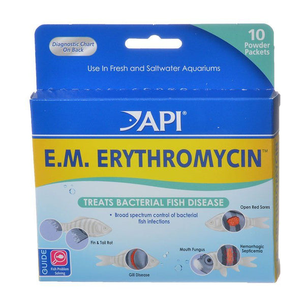 API E.M. Erythromycin Powder, 10 Packets - (200 mg Each)-Fish-API-PetPhenom