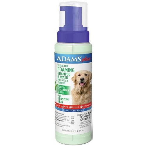 Adams Foaming Flea And Tick Shampoo with Aloe And Cucumber , 10 oz-Dog-Adams-PetPhenom