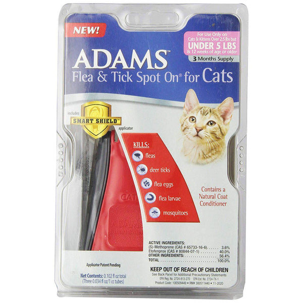 Adams Plus Flea and Tick Spot on Cats Under 5 lbs. 3 Month Supply-Cat-Adams Plus-PetPhenom