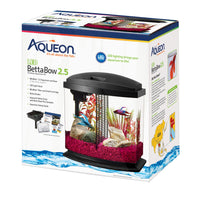 Aqueon BettaBow LED Aquarium Kit 2.5 Gallon Black 11.5" x 7.63" x 12.5"-Fish-Aqueon-PetPhenom