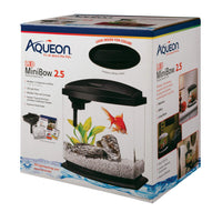 Aqueon MiniBow LED Aquarium Kit 2.5 Gallon Black 11.5" x 7.63" x 12.5"-Fish-Aqueon-PetPhenom