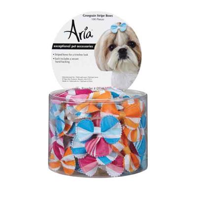 Aria Grosgrain Stripe Dog Bows - Canister of 100-Dog-Aria-PetPhenom