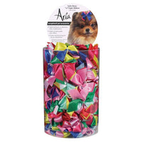 Aria Satin Bows 5/8"-Canister of 100 assorted bows -Satin Bow Triple Ribbon 5/8In Asst-Dog-Aria-PetPhenom
