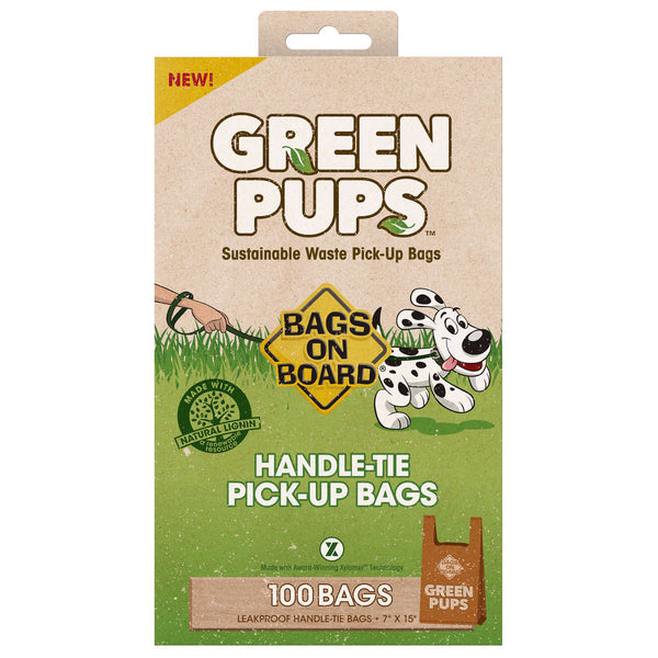Bags on Board Green-Ups Waste Pick-Up Hand Tie Bags 100 count Brown-Dog-Bags on Board-PetPhenom