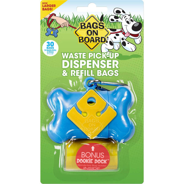 Bags on Board Waste Pick-Up Dispenser and Refill Bags with Dookie Dock 30 bags Blue-Dog-Bags on Board-PetPhenom