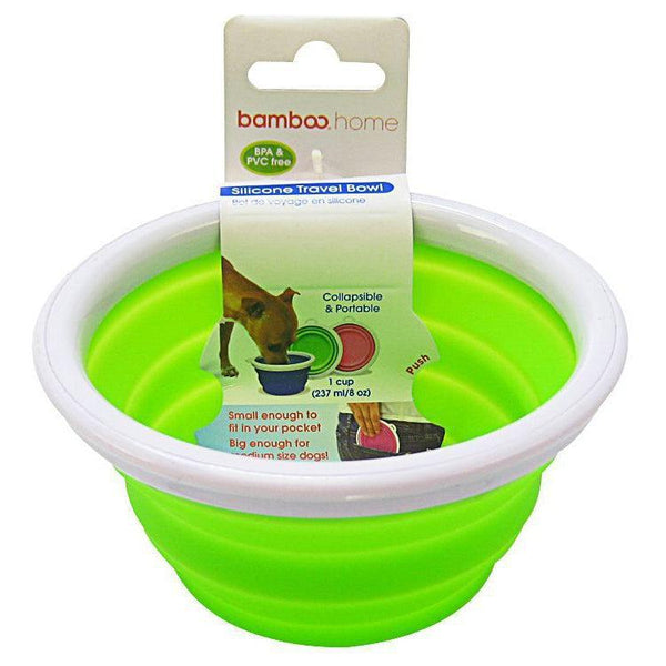 Bamboo Silicone Travel Bowl - Assorted, 1-Cup Tray-Dog-Bamboo-PetPhenom