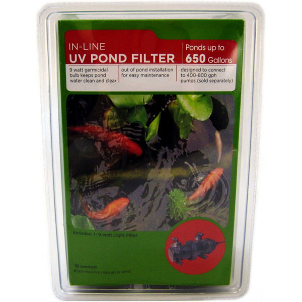 Beckett In-Line UV Pond Filter, 9 Watts UV - Ponds up to 650 Gallons (For use with Pumps 400 - 800 GPH)-Fish-Beckett-PetPhenom