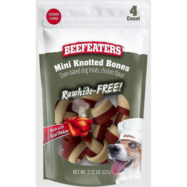 Beefeaters Rawhide Free Mini Knotted Bones Chicken, 4 count-Dog-Beefeaters-PetPhenom