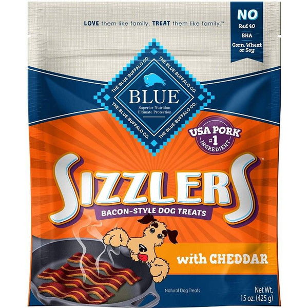 Blue Buffalo Sizzlers Natural Bacon-Style Soft-Moist Dog Treats with Cheddar, 15 oz-Dog-Blue Buffalo-PetPhenom