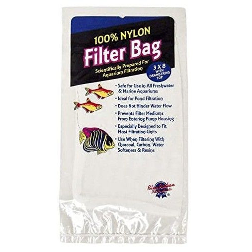 Blue Ribbon Pet 100% Nylon Filter Bag with Drawstring Top for Aquarium Filtration, 1 count (3" x 8")-Fish-Blue Ribbon Pet-PetPhenom