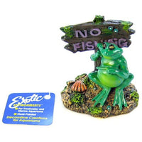 Blue Ribbon Pot Belly Frog No Fishing Sign Ornament, 3"L x 3"W x 3.5"H-Fish-Blue Ribbon Pet Products-PetPhenom