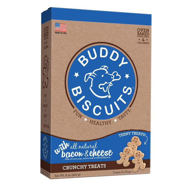 Buddy Biscuits Original Oven Baked Crunchy Teeny Treats Bacon and Cheese 8 ounces-Dog-Buddy Biscuits-PetPhenom