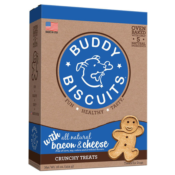 Buddy Biscuits Original Oven Baked Crunchy Treats Bacon and Cheese 16 ounces-Dog-Buddy Biscuits-PetPhenom