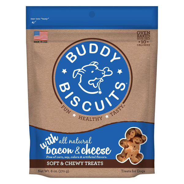 Buddy Biscuits Original Soft and Chewy Dog Treats Bacon and Cheese 6 ounces-Dog-Buddy Biscuits-PetPhenom