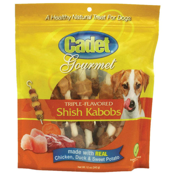 Cadet Gourmet Rawhide Shish Kabob Triple Flavor Treats Chicken, Duck and Sweet Potato 12 ounces-Dog-Cadet-PetPhenom
