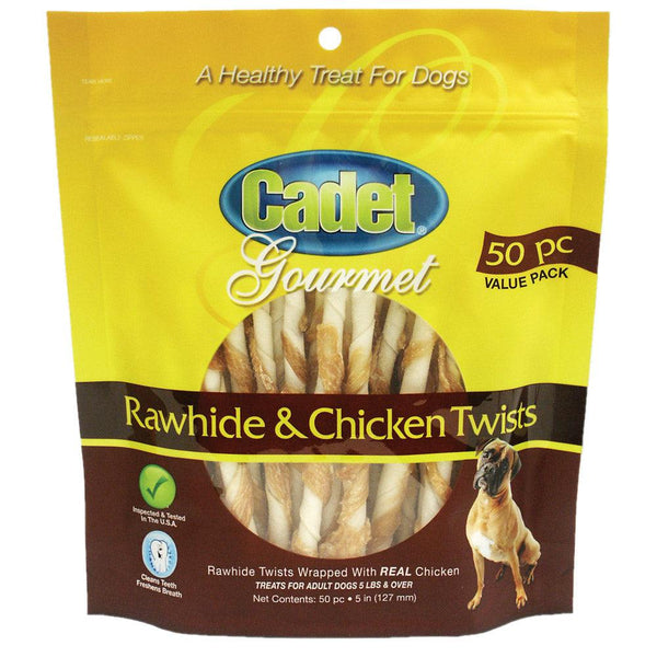 Cadet Premium Gourmet Rawhide and Chicken Twists Treats 50 pack-Dog-Cadet-PetPhenom