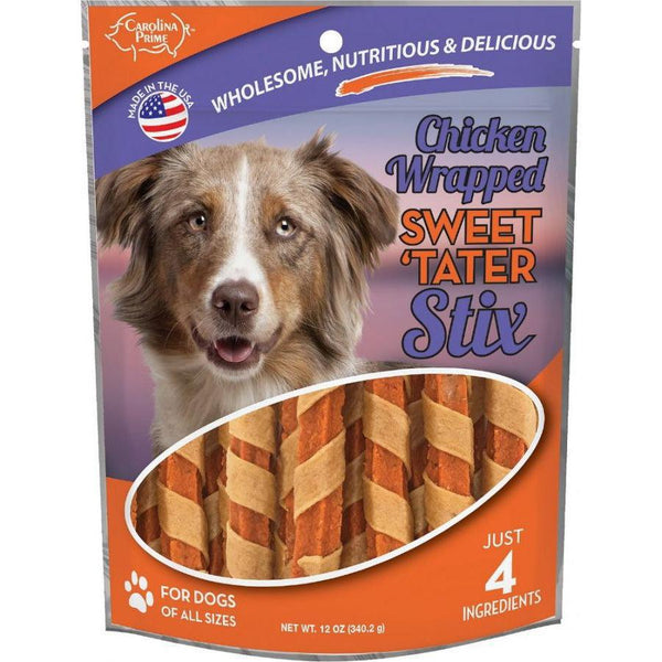 Carolina Prime Chicken Wrapped Sweet Tater Stix, 12 oz-Dog-Carolina Prime-PetPhenom