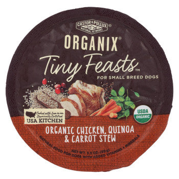 Castor & Pollux Wet Dog Food Organix Tiny Feasts Chicken Quinoa & Carrot Stew - Case of 12 - 3.5 OZ-Dog-Castor And Pollux-PetPhenom