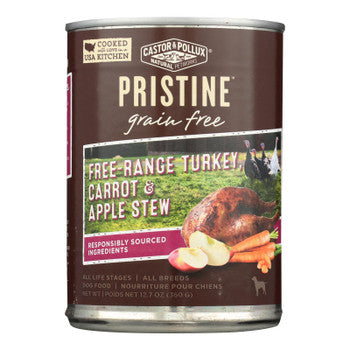 Castor & Pollux Wet Dog Food, Pristine Grain-Free Free-Range Turkey, Carrot & Apple Stew - Case of 12 - 12.7 OZ-Dog-Castor And Pollux-PetPhenom