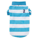 Casual Canine Blue Striped Polo Shirt -Medium-Dog-Casual Canine-PetPhenom