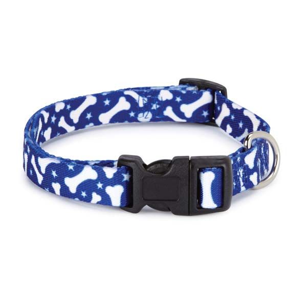 Casual Canine Pooch Patterns Dog Collars and Lds - 1" Wide X 18-26" Collar - Blue Bone-Dog-Casual Canine-PetPhenom