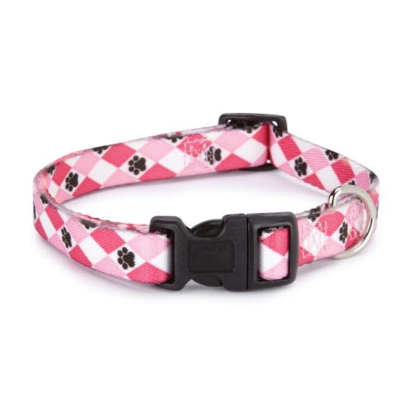 Casual Canine Pooch Patterns Dog Collars and Lds - 1" Wide X 18-26" Collar - Pink Argyle-Dog-Casual Canine-PetPhenom
