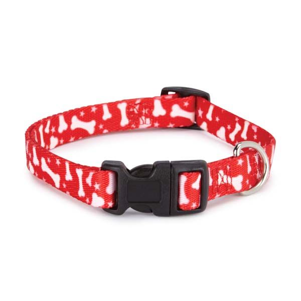 Casual Canine Pooch Patterns Dog Collars and Lds - 1" Wide X 18-26" Collar - Red Bone-Dog-Casual Canine-PetPhenom