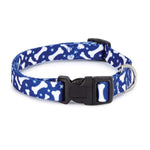 Casual Canine Pooch Patterns Dog Collars and Lds - 3/8" Wide X 6-10" Collar - Blue Bone-Dog-Casual Canine-PetPhenom