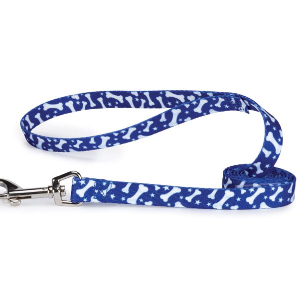 Casual Canine Pooch Patterns Dog Collars and Lds - 6' X 1" Ld - Blue Bone-Dog-Casual Canine-PetPhenom