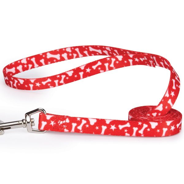 Casual Canine Pooch Patterns Dog Collars and Lds - 6' X 1" Ld - Red Bone-Dog-Casual Canine-PetPhenom