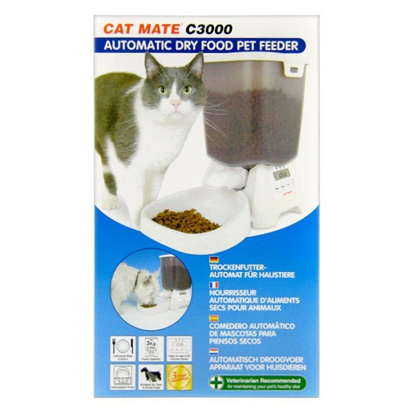 Cat Mate Automatic Dry Pet Food Feeder C3000, Program to Feed 3x/Day-Cat-Cat Mate-PetPhenom