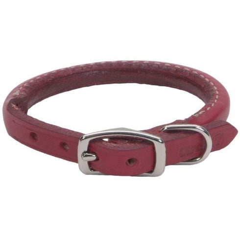 Circle T Oak Tanned Leather Round Dog Collar - Red, 12 " Neck-Dog-Circle T Leather-PetPhenom