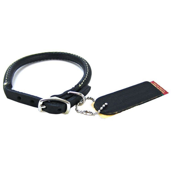 Circle T Pet Leather Round Collar - Black, 12" Neck-Dog-Circle T Leather-PetPhenom