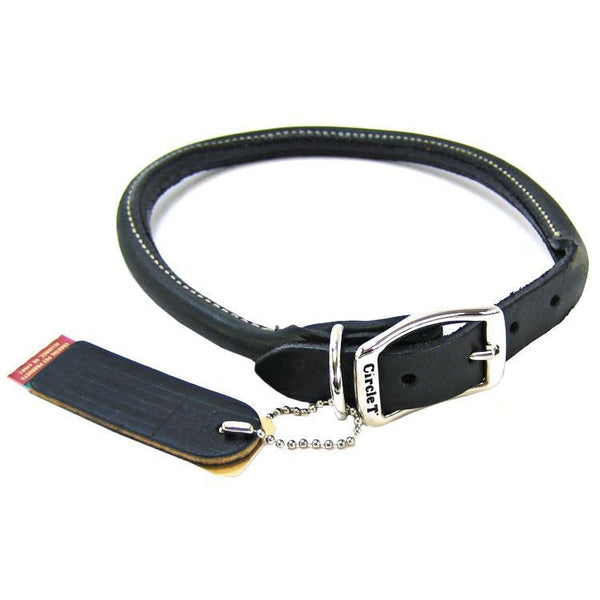 Circle T Pet Leather Round Collar - Black, 20" Neck-Dog-Circle T Leather-PetPhenom