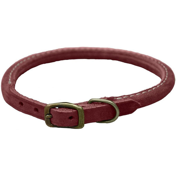 Circle T Rustic Leather Dog Collar Brick Red, 3/4"W x 18"L-Dog-Circle T Leather-PetPhenom