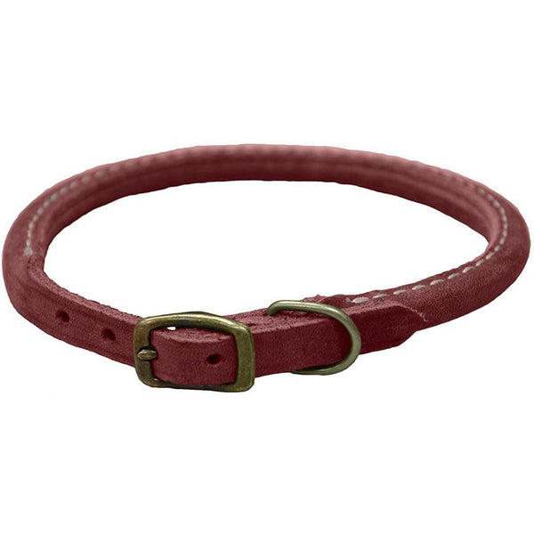Circle T Rustic Leather Dog Collar Brick Red, 3/8"W x 10"L-Dog-Circle T Leather-PetPhenom