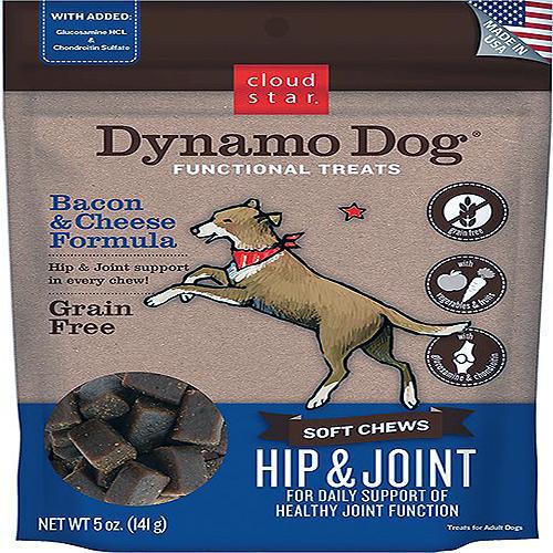 Cloud Star Dynamo Dog Hip & Joint Soft Chews Bacon & Cheese Formula Dog Treats, 5-oz. bag-Dog-Cloud Star-PetPhenom