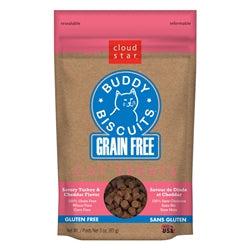 Cloud Star Grain-Free Buddy Biscuits with Savory Turkey & Cheddar Cat Treats, 3-oz. bag-Cat-Cloud Star-PetPhenom
